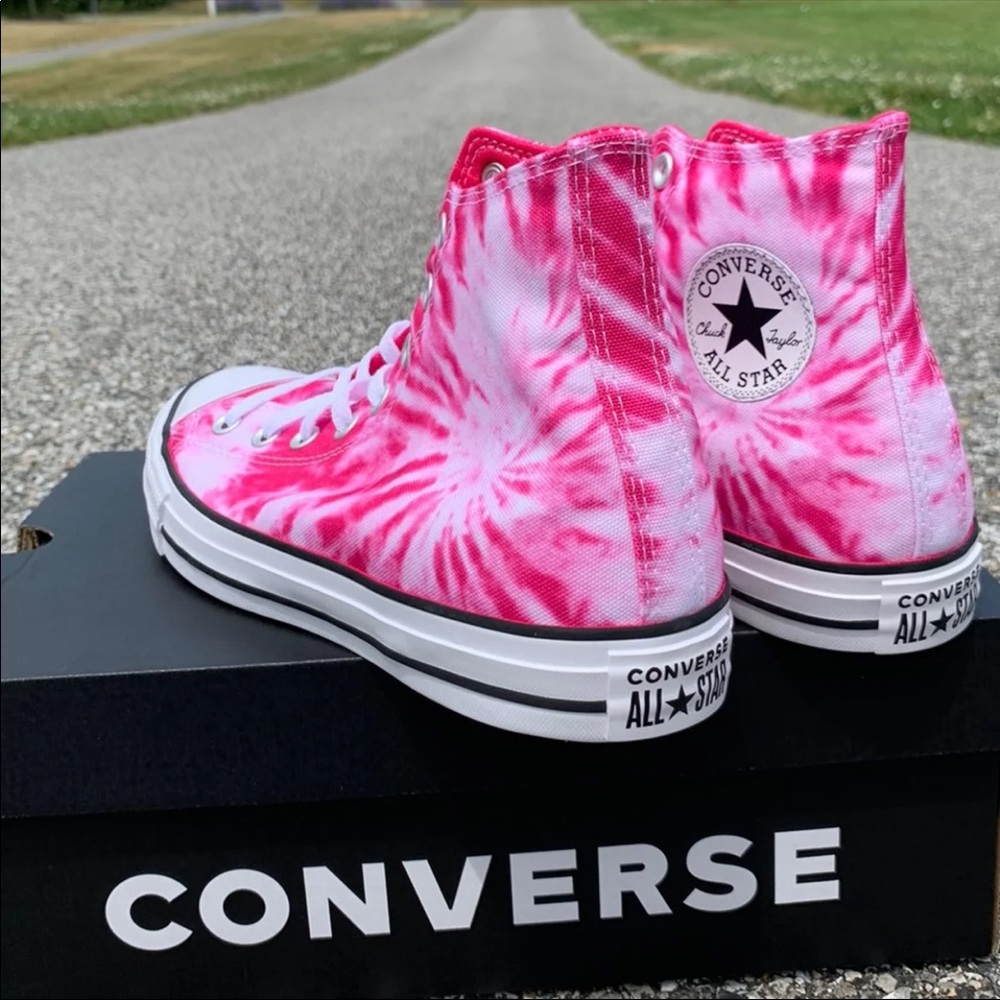 Converse All Star CTAS HI Sneakers in Pink Tie Dye - Picture 11 of 11